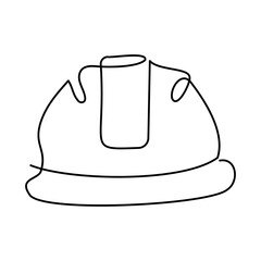 Monoline Construction Helmet Icon. Simple Line Construction Hat Icon. Minimalist Worker Safety Helmet Vector.