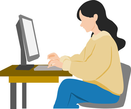 recommend clip art: パソコンで副業をする女性のイラスト