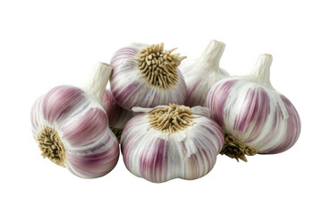 Pile of Fresh Purple Garlic Bulbs Isolated on Transparent Background
