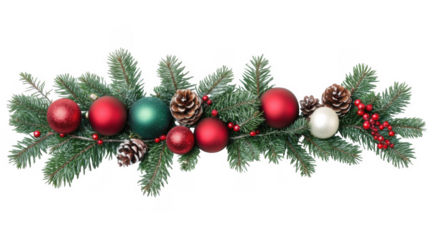 christmas branches border isolated on transparent background