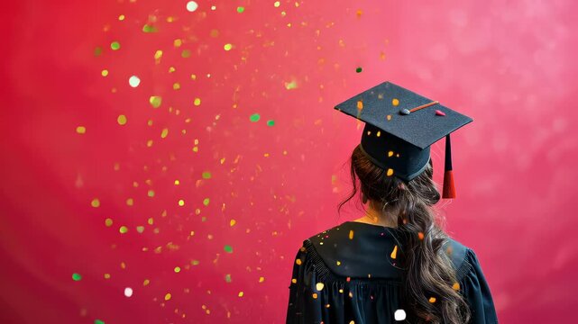 Graduation video: student cap, triumphant celebration, academic success, school year finale, diploma award, educational milestone, ceremony, academic honor, scholastic achievement, festive moment.