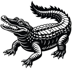 Wild Alligator Logo Icon Vector Illustration Silhouette