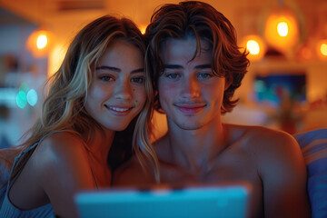 Portrait of couple in love husband and wife hugging and bonding with true emotions AI generated image