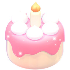 Cute 3D glossy Birthday Cake with Pink Frosting