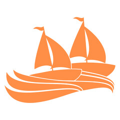 Two Ships Team Regatta Sailing Competition Regatta Design Lover Art Vector Illustration Card T-Shirt Poster Sticker Graphic Print Decorative Drawing Isolated Logo Decoration Symbol Creative Cool Style