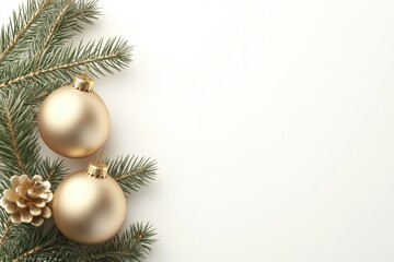 Christmas and Happy New Year card template with golden decoration.