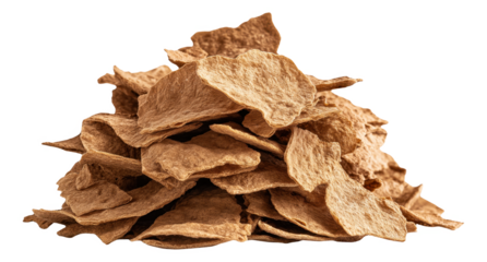 PNG Pile of dehydrated soy meat slices isolated