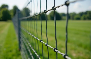 Fototapeta premium barbed wire fence with grass