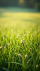 soft focus shot of a field of fresh spring grass, dreamy atmosphere, fresh spring grass, natural light, gentle hues, soft focus photography