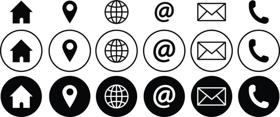 Web icon set. Contact us icon set. Website set icon vector. for computer and mobile
