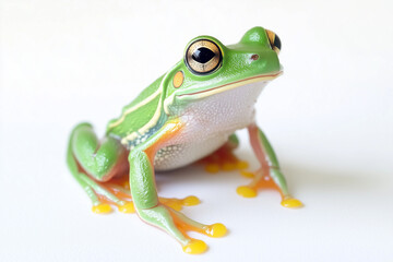 Fototapeta premium Selective focus colorful frog isolated on white background, Close up shot chubby toad on white, Poisonous frog.