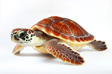 Obraz premium Selective focus sea turtle isolated on white background, Portrait of of tortoise on white.