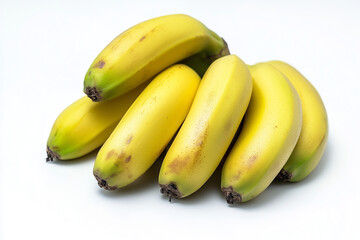 Bunch of ripe yellow banana isolated on white background, Selective focus yellow banana with flawless skin peel.