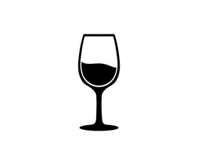 Wine glass with wine for tasting flat icon. Isolated flat icon symbol illustration on transparent background PNG. 