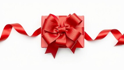 Red silk ribbon with a perfectly tied bow, elegant and luxurious accessory for gift wrapping or decoration, bow, gift wrapping, ribbon