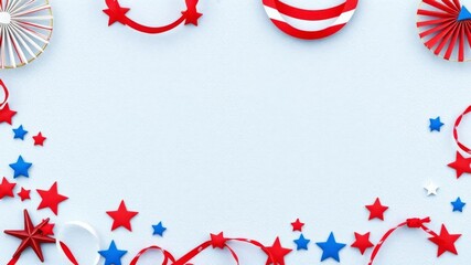 Obraz premium Red, white, and blue brush patterns border a blank space filled with dynamic textures, banner, texture, layout