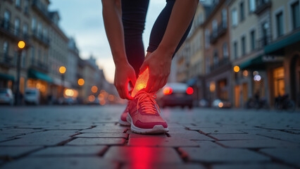 Ankle Pain in Female Runner: Urban Fitness Injury for Health Articles on Sports Medicine and Injury Prevention - Powered by Adobe