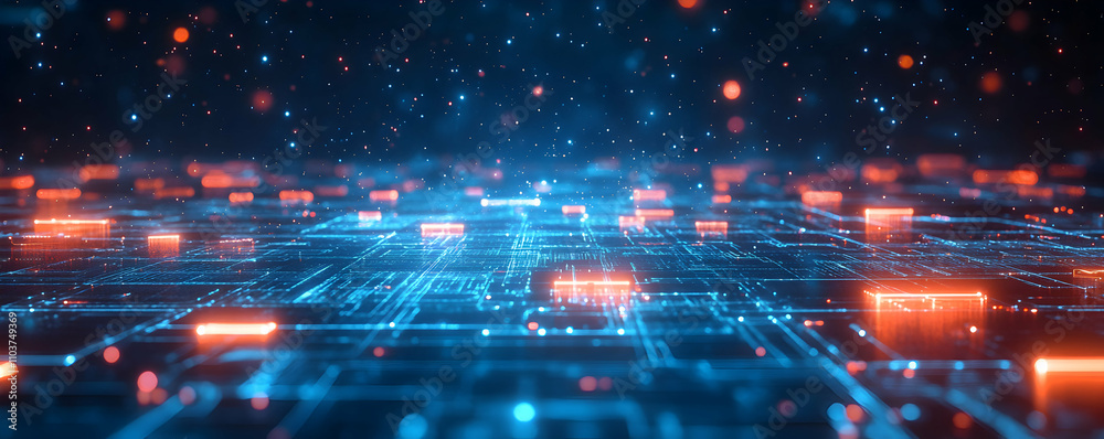 Poster abstract digital network data flow visualization