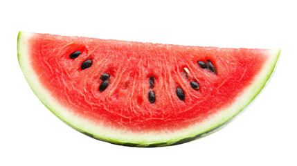 Fresh watermelon slice with vibrant red flesh and black seeds, perfect for summer. Enjoy its juicy sweetness and refreshing taste!