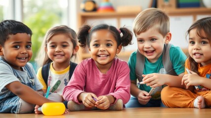 Fototapeta premium A group of diverse children participating in a variety of supervised activities at an after school program, group, diversity