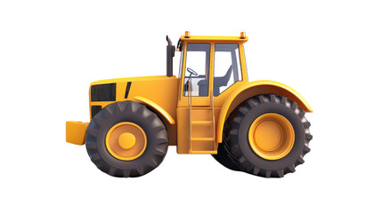 Fototapeta premium bright yellow tractor with large wheels, designed for agricultural work, showcasing modern and robust appearance. Ideal for farming and construction tasks