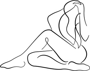 Abstract Woman Body Continuous One Line Drawing. Female Figure Creative Contemporary Abstract Drawing. Beauty Fashion Female Body, Vector Minimalist Art for Fashion Design, Wall Art, Prints, Posters