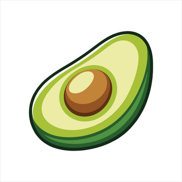 green avocado slice, simple, white background clip art preview