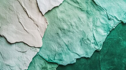 Naklejka premium Vibrant multicolor aquarelle paper texture ideal for design projects, greeting cards, and vintage templates, presenting shades of green, white, and blue with ample copy space.