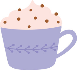 A cup of hot chocolate with whipped cream and chocolate sprinkles