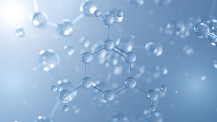 melamine molecular structure 3d, triazine, structural chemical formula view from a microscope