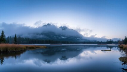 Serene Mountain Lake Reflection at Dusk: Perfect for Wall Art, Calendars, and Nature Photography Enthusiasts
