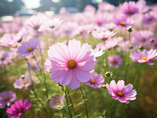 Beautiful cosmos flowers blooming in the garden
