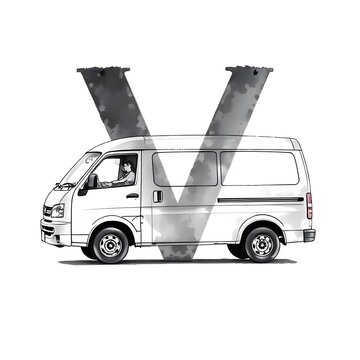 white van with letter v graphic clip art preview