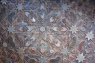 Medieval decorative pattern in Alhambra Palace, Granada, Spain