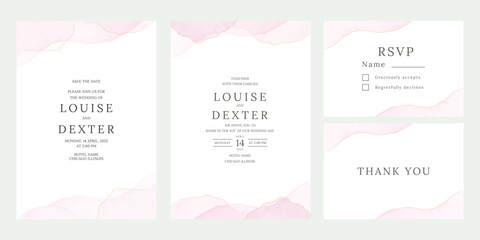 Watercolor wedding invitation template. 