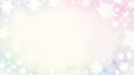 Light pastel background with snowflakes and soft pink and blue tones