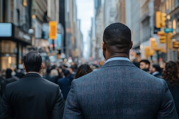 Obraz premium Anonymous Businessman in NYCs Fast-Paced City Street