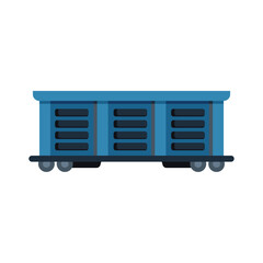 Blue cargo wagon train railway transportation flat design icon