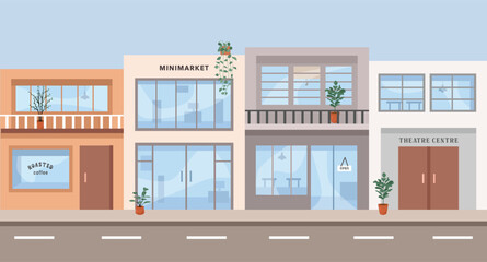 Commercial district. Shopping precinct. Shopping area. Shopping street. Main strip. Strip mall. Retail park. Plaza. Mini market.  © Hayclaw Here