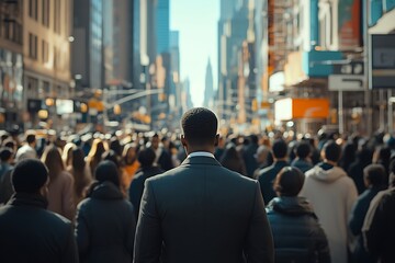 Obraz premium Anonymous Businessman Walking NYC Street Crowd