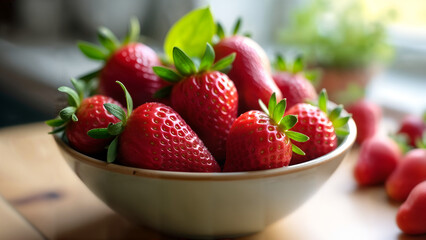 Fresh Handpicked Strawberries in a Bowl