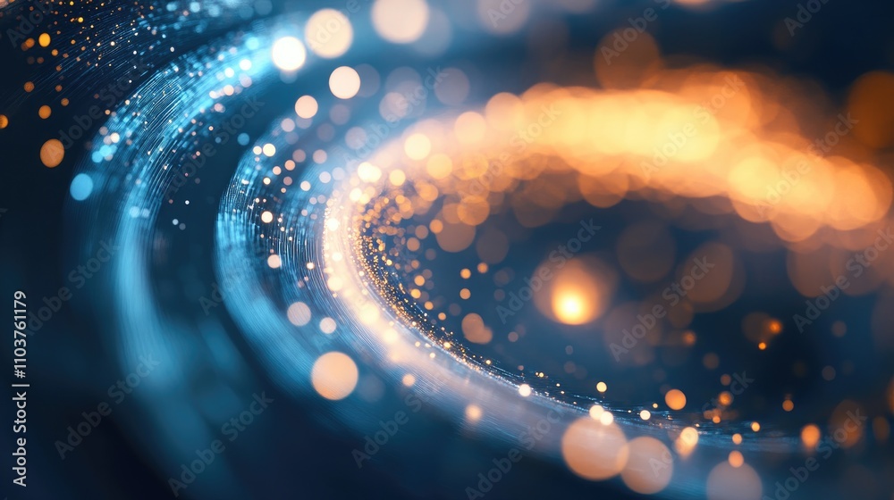 Aufkleber Vibrant LED Light Spiral Featuring Bokeh Effect Creating a Futuristic Abstract Backdrop with a Blend of Digital Art and Technology