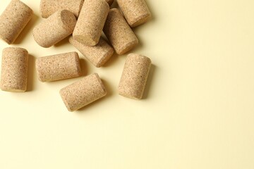 Wine corks on color background 