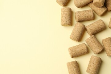 Wine corks on color background 