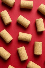 Wine corks on color background 