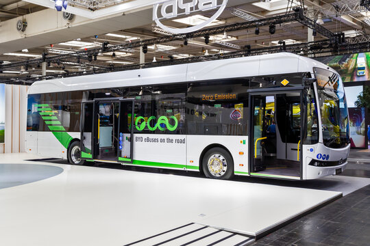 BYD eBus electric bus at the International Motor Show for Commercial Vehicles. Hannover, Germany - Sep 20, 2022