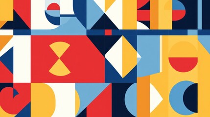 Obraz premium A vibrant abstract composition featuring geometric shapes and bold colors.
