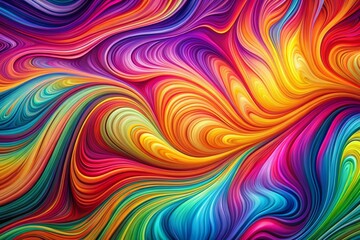 Fototapeta premium Psychedelic Groovy Background with Wavy Multi-Colored Lines and Liquefy Effect for a Vibrant and Colorful Wallpaper with Copy Space on the Left Side