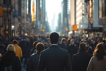 Obraz premium Anonymous Man in Busy New York City Traffic