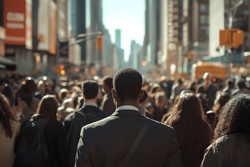 Obraz premium Anonymous Man in Suit City Street Commute